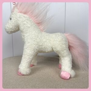 Douglas Cuddle Toys‎ White Unicorn Plush Stuffed Animal Pink Mane Heart 2009